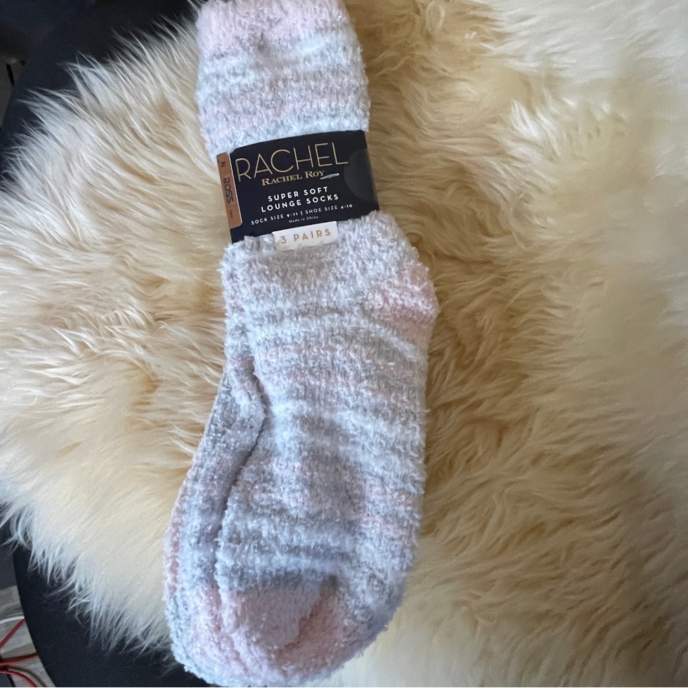 Rachel Roy 3 Pairs Womens Cozy Socks Pink White Grey New
